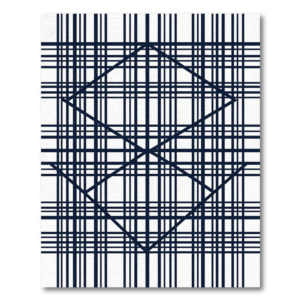 Deep Blue Intersecting Grid Diamond Rug