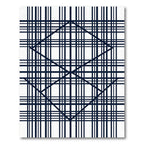 Deep Blue Intersecting Grid Diamond Rug