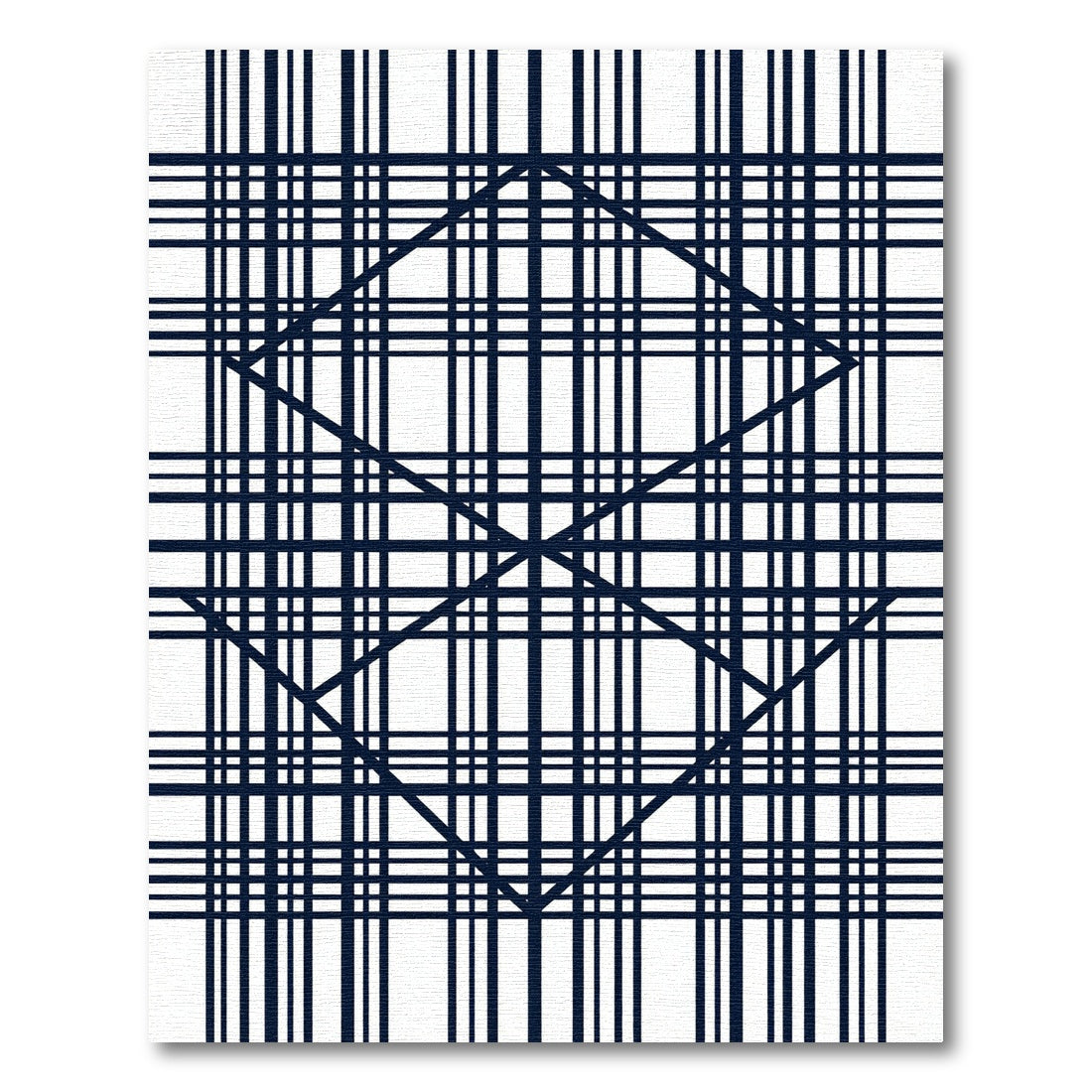 Deep Blue Intersecting Grid Diamond Rug