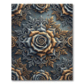 Metallic Gold and Slate Rose Medallion Rug