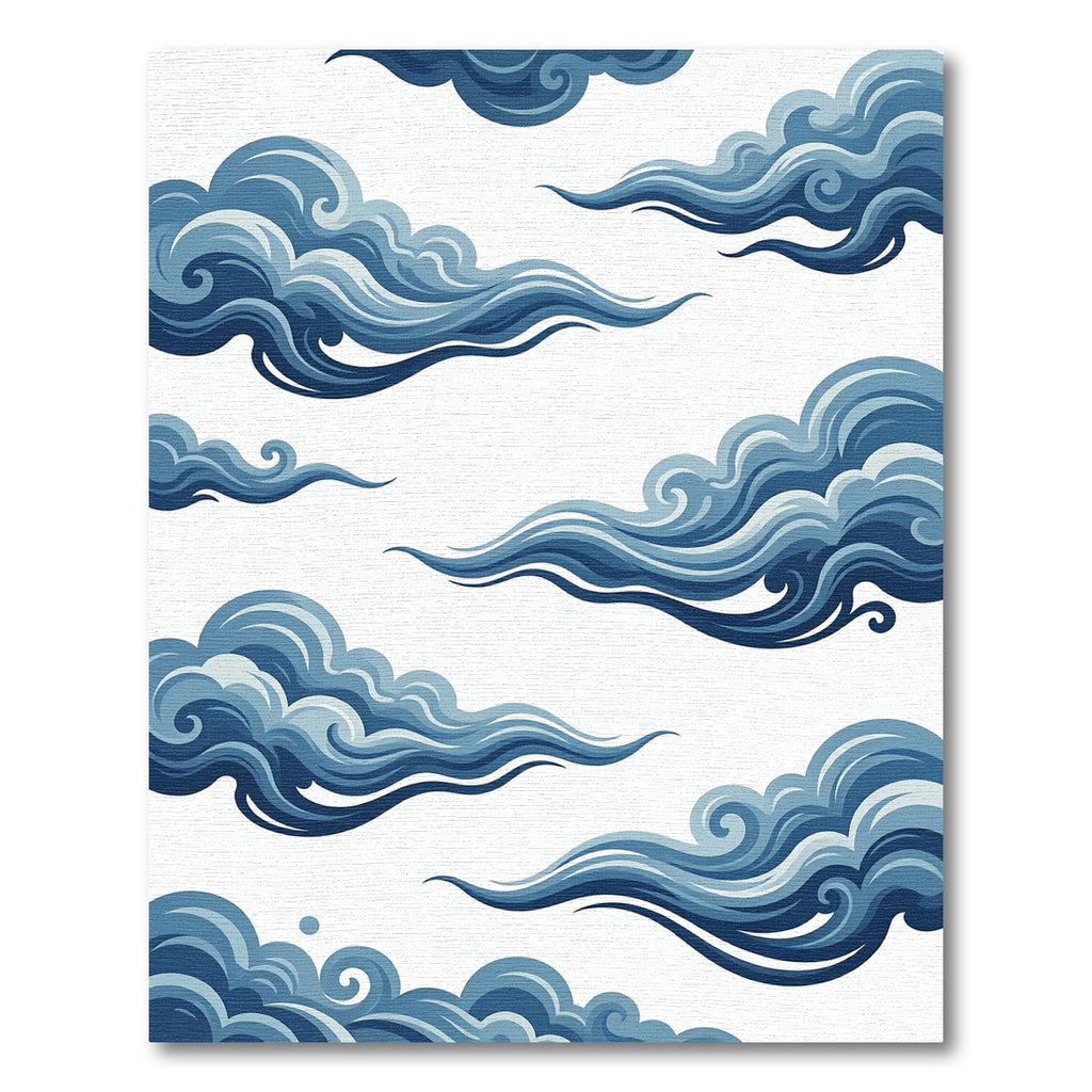 Blue Ethereal Swirling Cloud Wave Rug