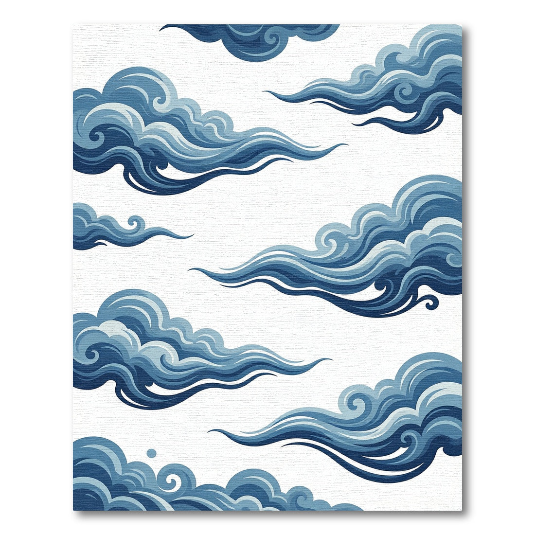Blue Ethereal Swirling Cloud Wave Rug