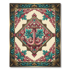 Victorian Pink Anchor Floral Border Rug