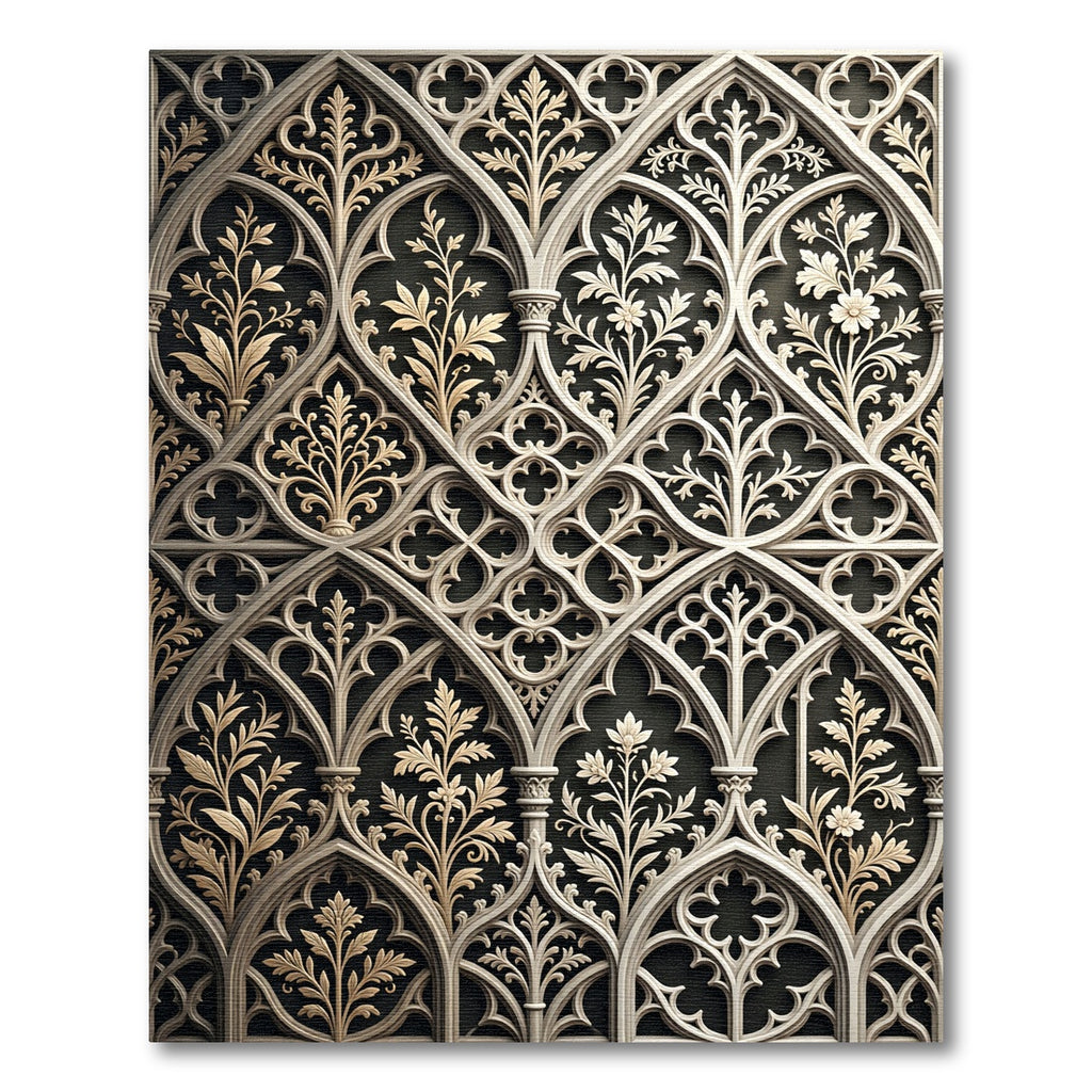 Gothic Cream Floral Lattice Arch Rug