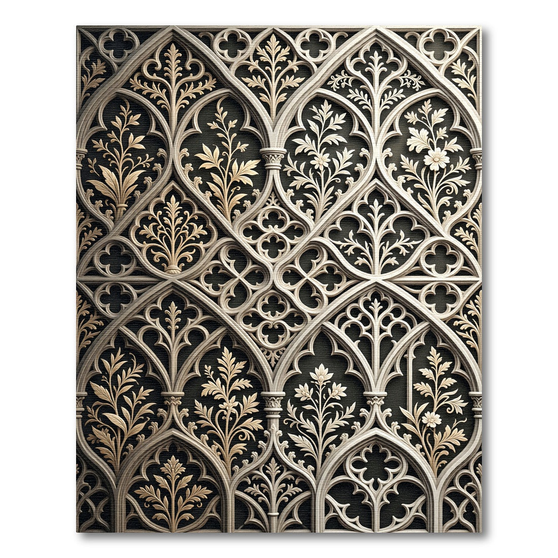 Gothic Cream Floral Lattice Arch Rug