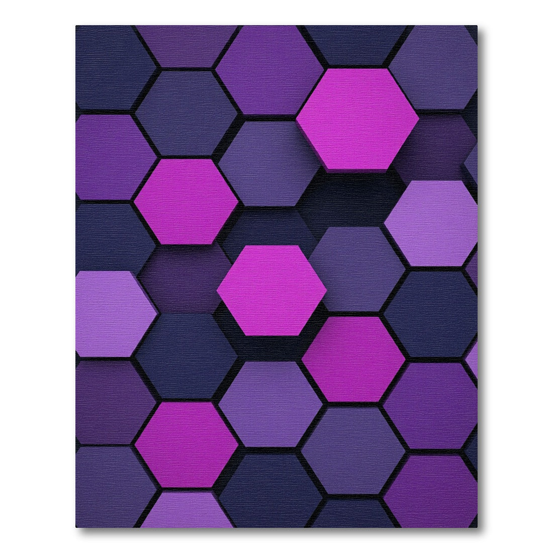 Modern Purple Geometric Hexagon Art Rug
