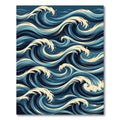 Deep Blue Ocean Swirl Waves Rug