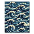 Deep Blue Ocean Swirl Waves Rug