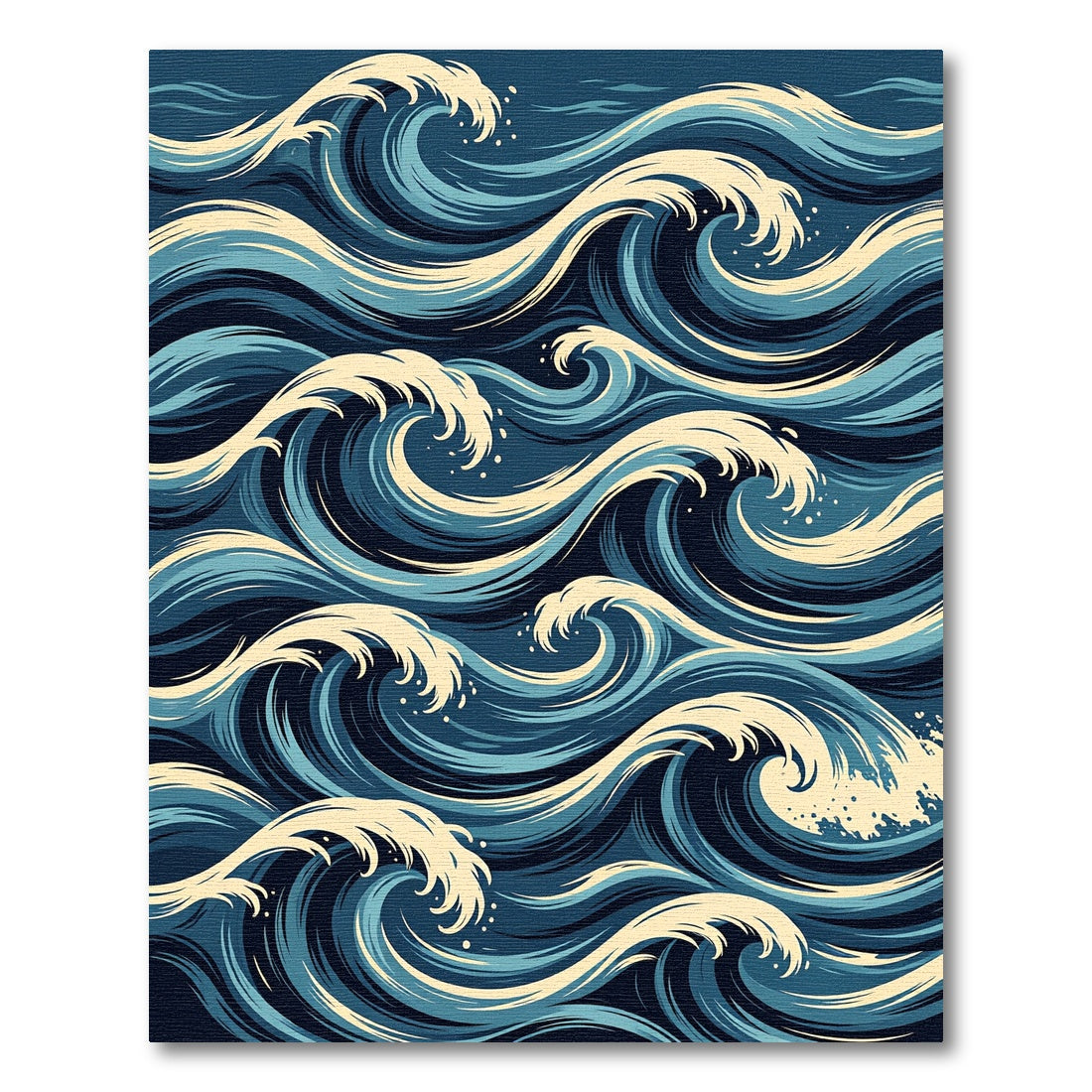 Deep Blue Ocean Swirl Waves Rug