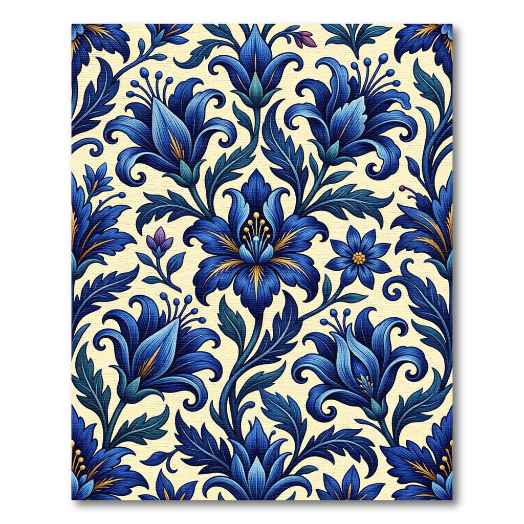 Rich Blue Floral Garden Accents Rug