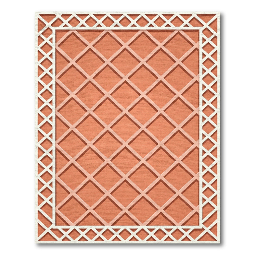 Terracotta Grid Geometric Lattice Rug