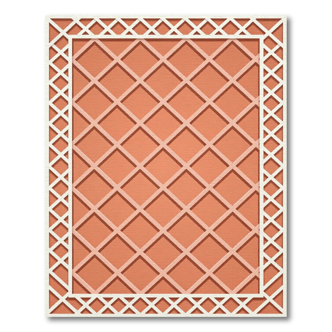 Terracotta Grid Geometric Lattice Rug