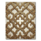 Intricate Gold Arabesque Lattice Rug