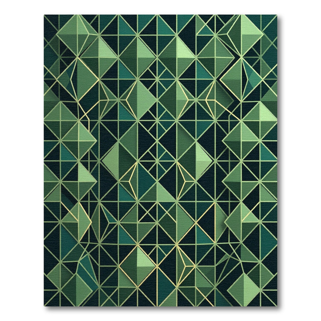 Modern Emerald Geometric Prism Rug
