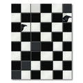 Black White Raven Chessboard Rug