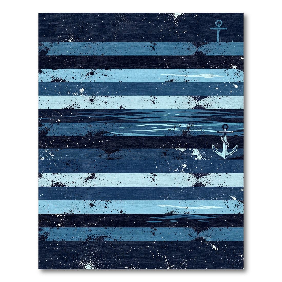 Nautical Navy Anchor Striped Sea Rug