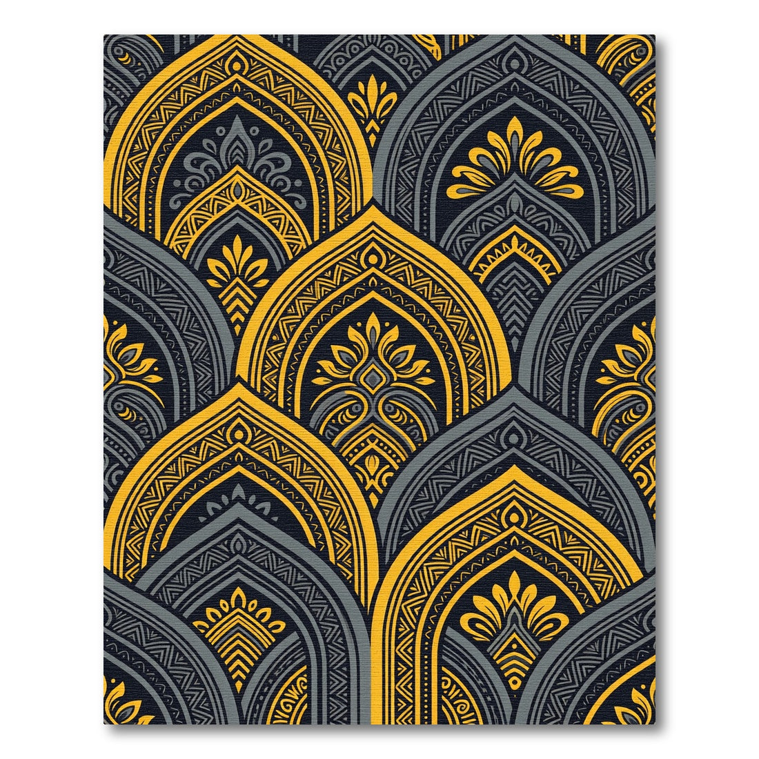 Golden Yellow Archway Mandala Rug