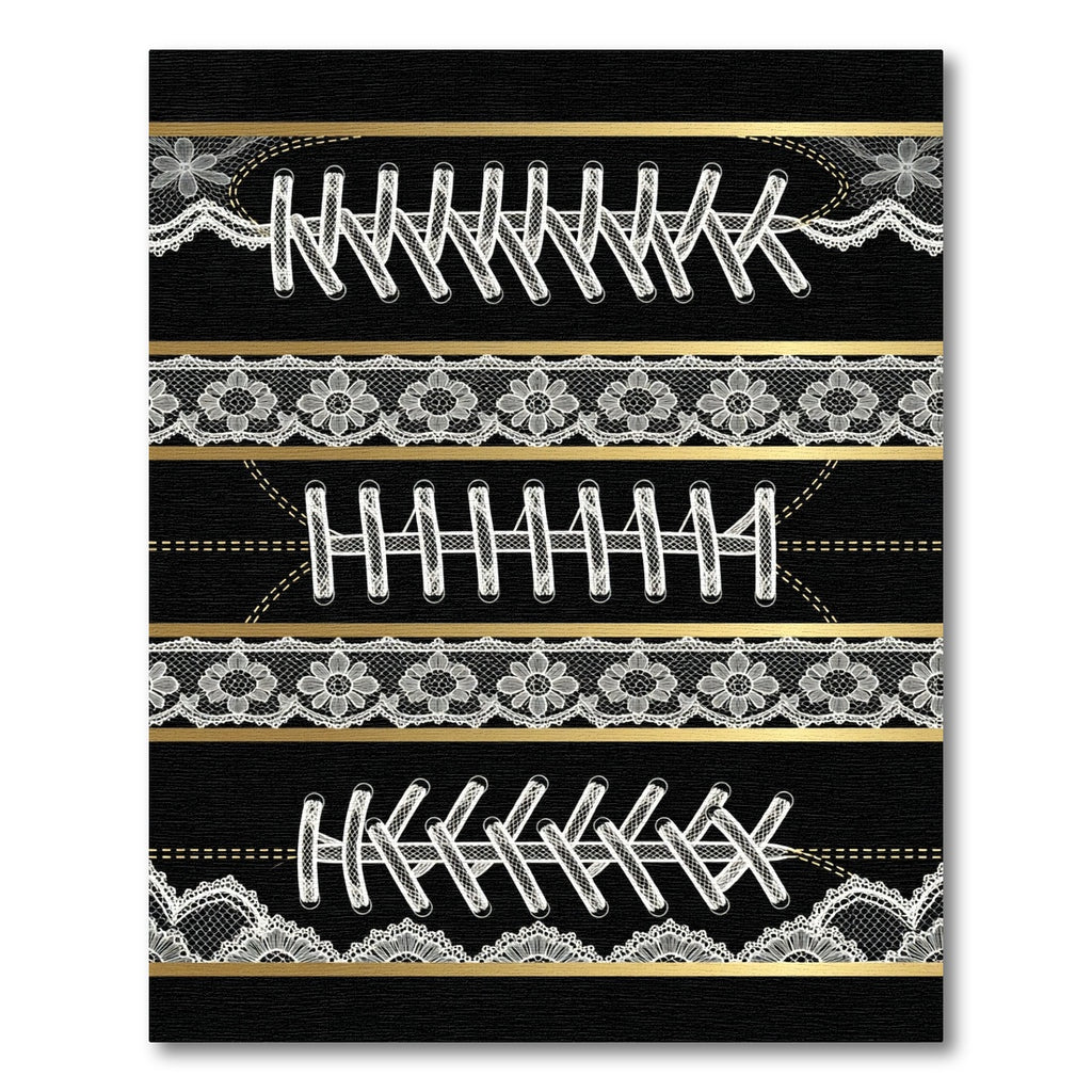 Black Lace and Gold Ribbon Aesthetic Rug