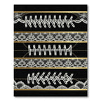 Black Lace and Gold Ribbon Aesthetic Rug