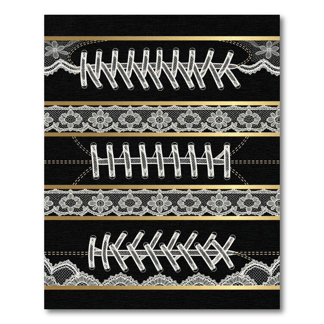 Black Lace and Gold Ribbon Aesthetic Rug