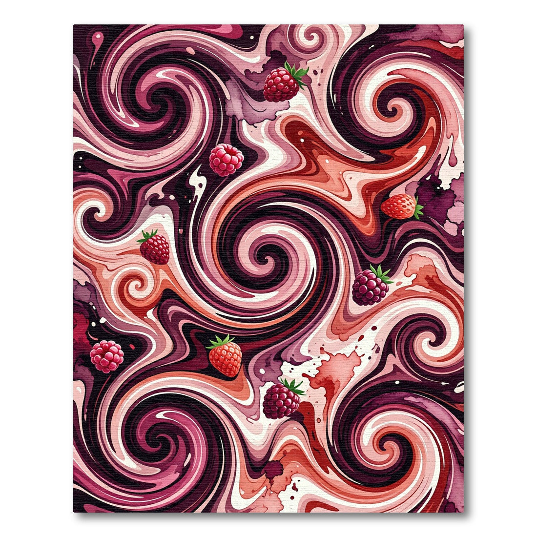 Crimson Swirl Berry Abstract Rug