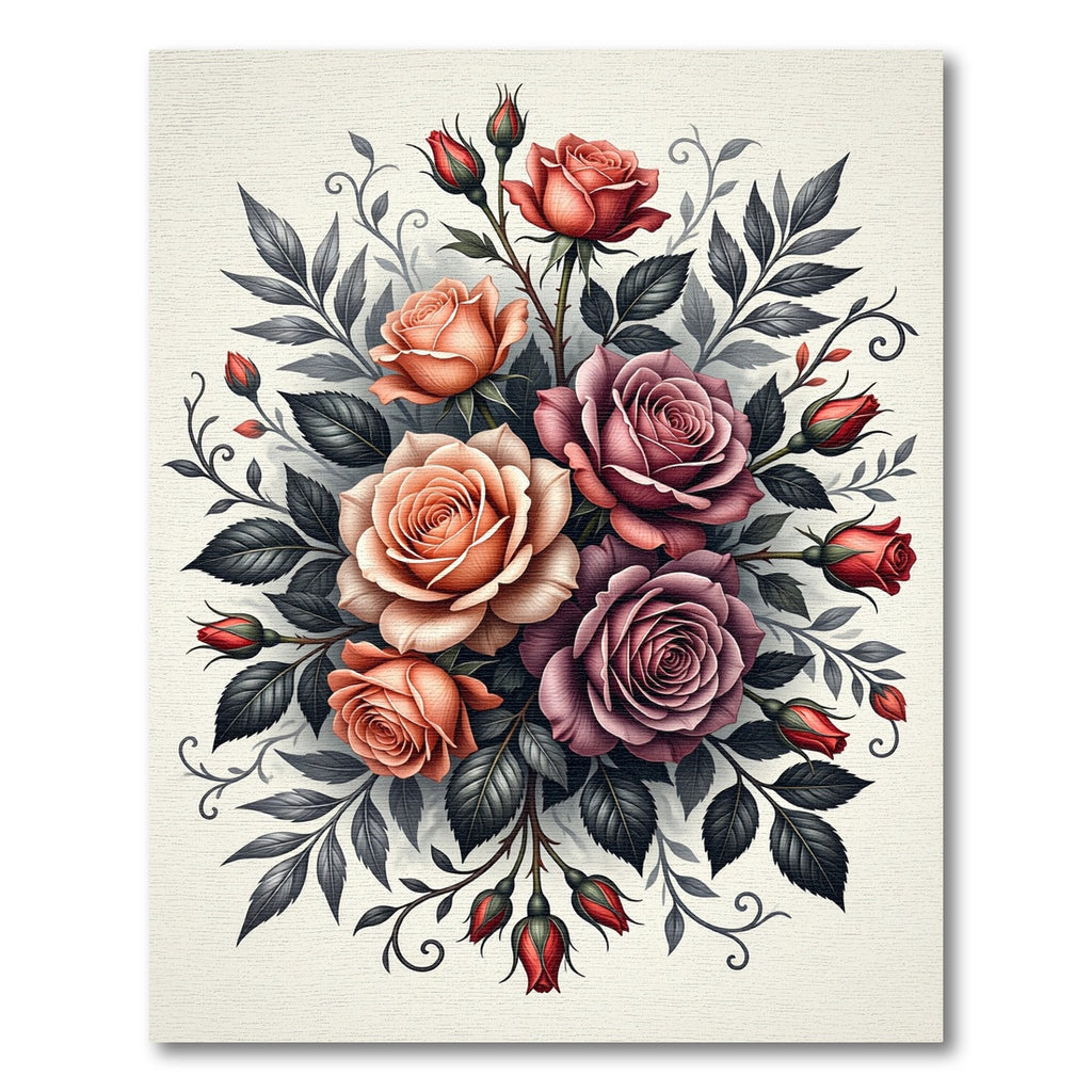 Elegant Romantic Rose Bouquet Arrangement Rug