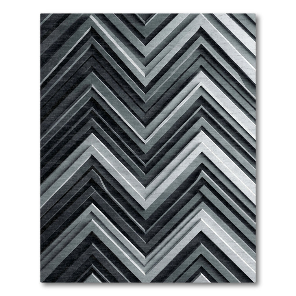 Monochromatic Silver Geometric Chevron Layered Rug