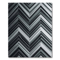 Monochromatic Silver Geometric Chevron Layered Rug