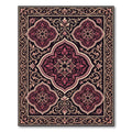 Crimson Quatrefoil Flourish Border Accent Rug