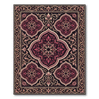 Crimson Quatrefoil Flourish Border Accent Rug