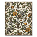 Vintage Golden Rose Baroque Scroll Rug