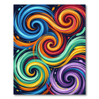 Vibrant Multicolored Abstract Swirl Vortex Rug