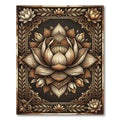 Elegant Golden Lotus Floral Medallion Rug