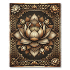 Elegant Golden Lotus Floral Medallion Rug