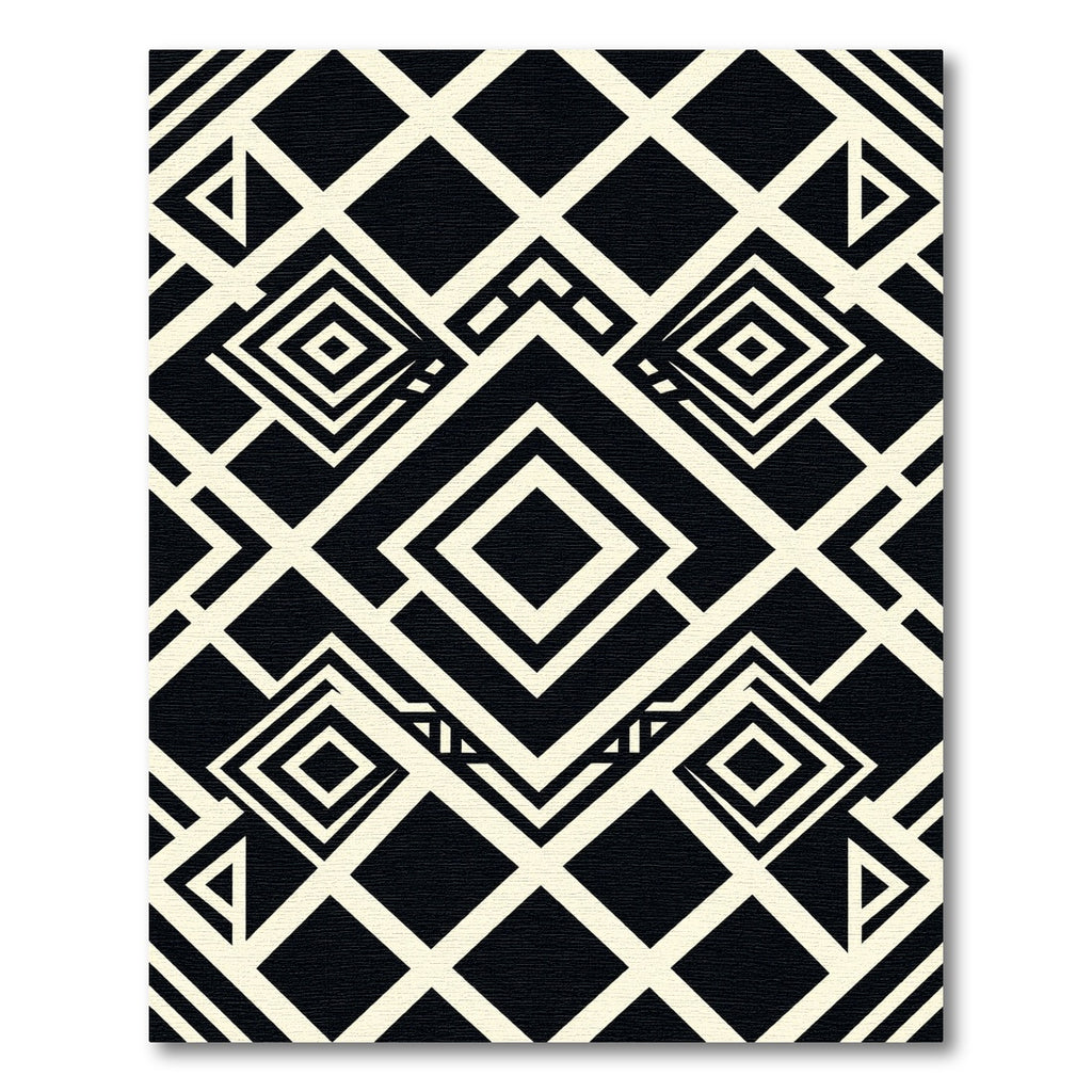 Monochromatic Art Deco Geometric Diamond Rug