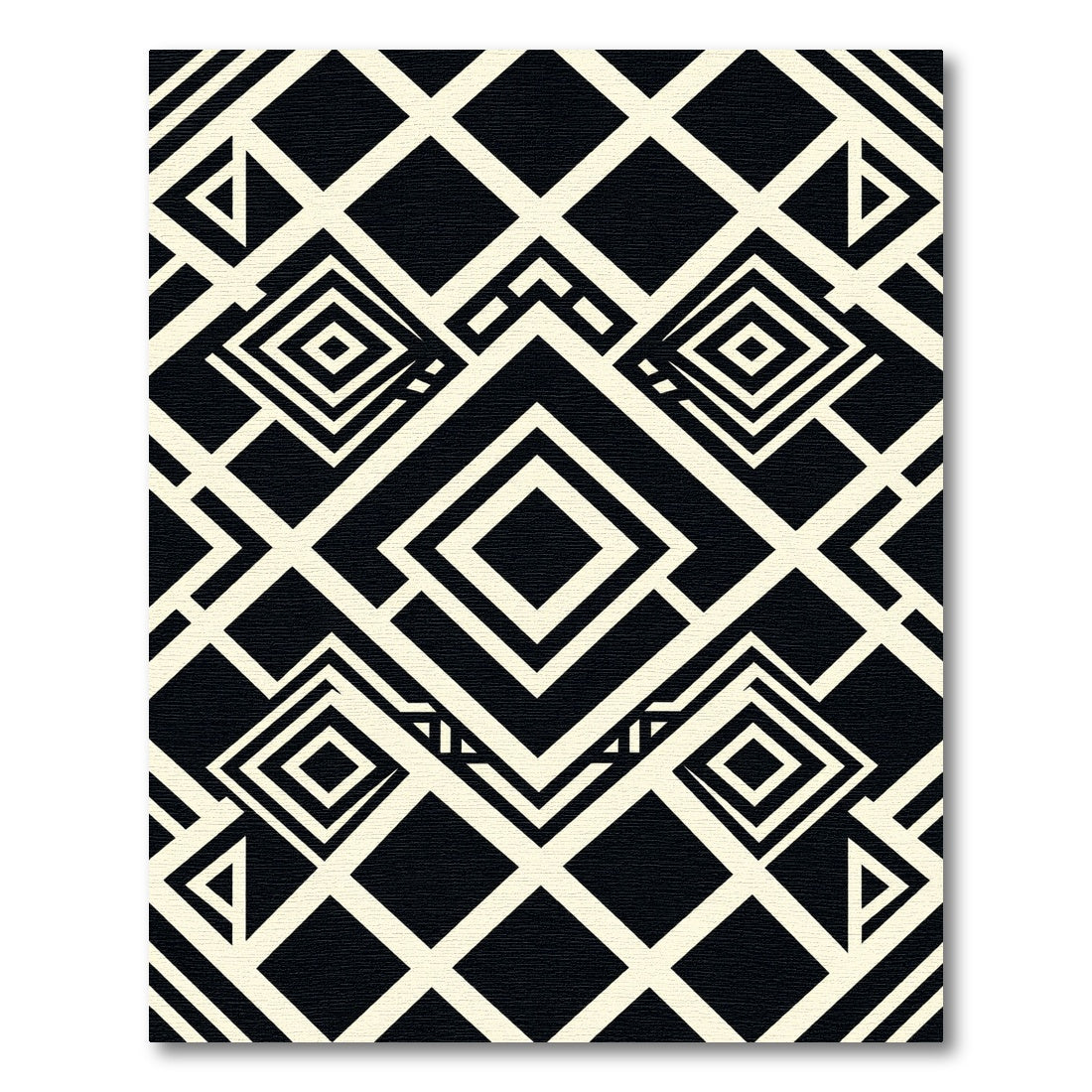Monochromatic Art Deco Geometric Diamond Rug