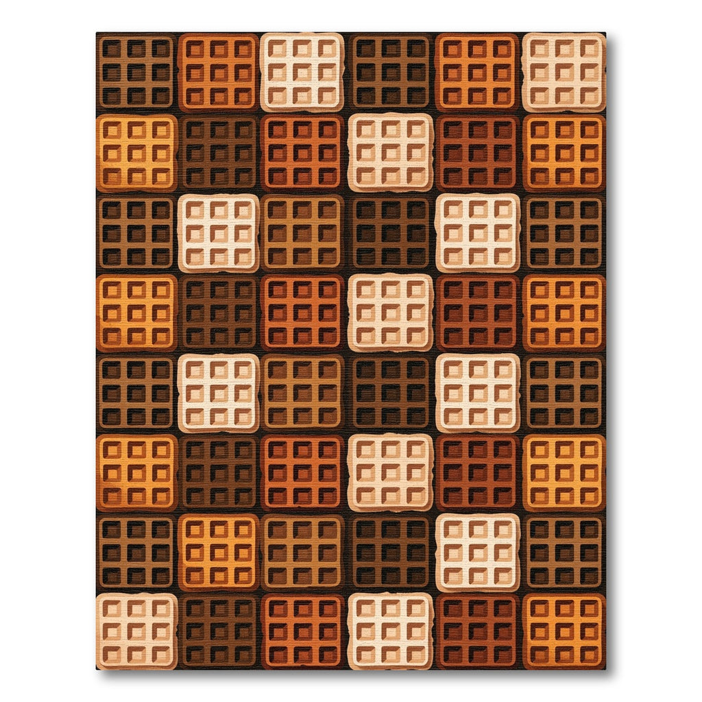 Geometric Waffle Grid Chocolate Color Block Rug