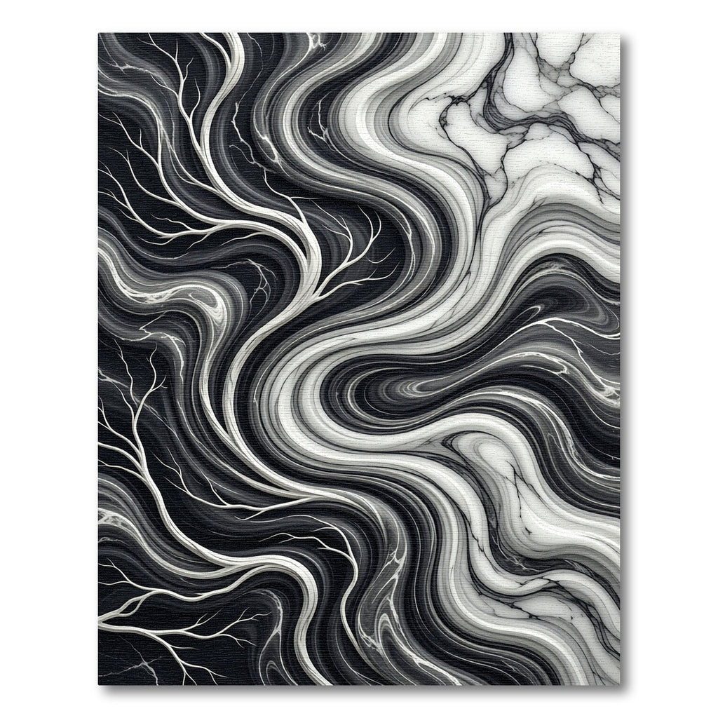 Monochromatic Abstract Swirl Branches Rug
