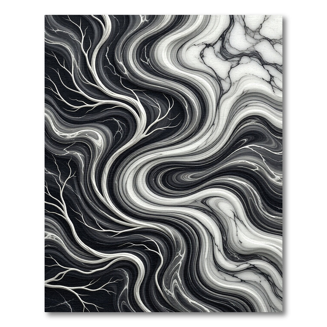 Monochromatic Abstract Swirl Branches Rug