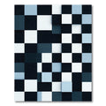 Modern Blue and White Geometric Squares Rug