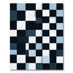 Modern Blue and White Geometric Squares Rug