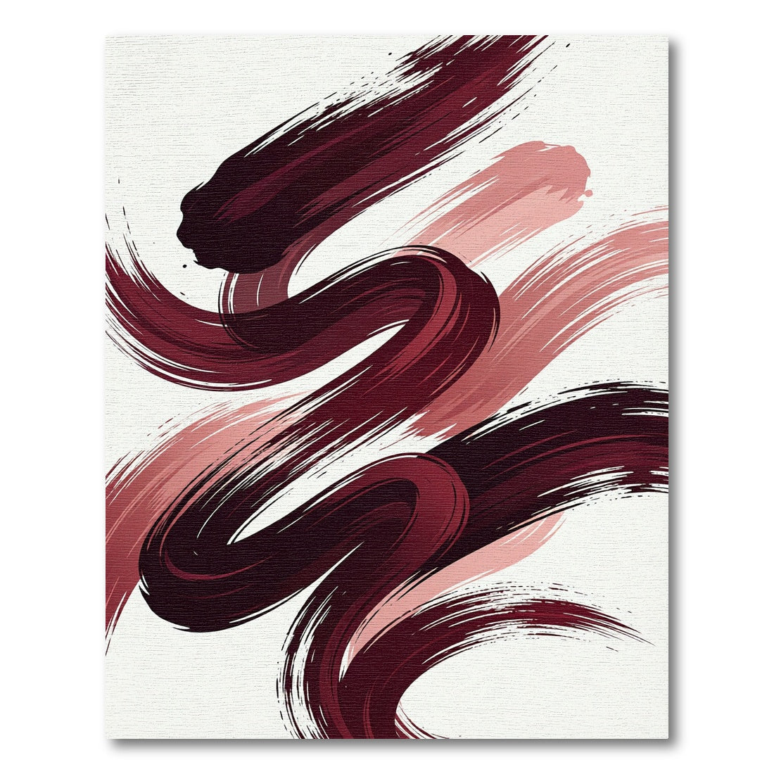 Deep Red Swirl Brush Stroke Rug