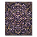 Floral Purple Rose Ornate Gold Mandala Rug