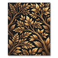 Gilded Foliage Branches on Black Background Rug