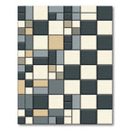 Modern Gray Beige Geometric Grid Rug