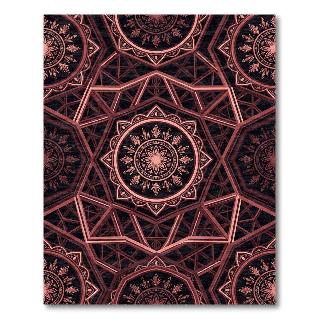 Ethereal Copper Geometric Mandala Art Rug