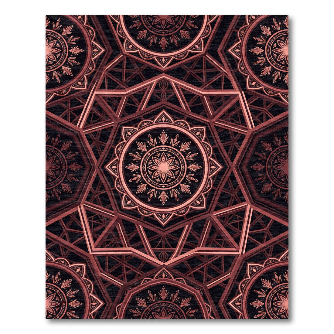 Ethereal Copper Geometric Mandala Art Rug