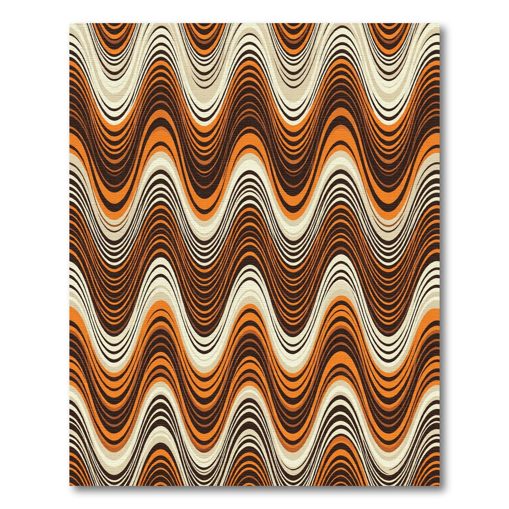 Mid Century Burnt Orange Wavy Stripe Rug