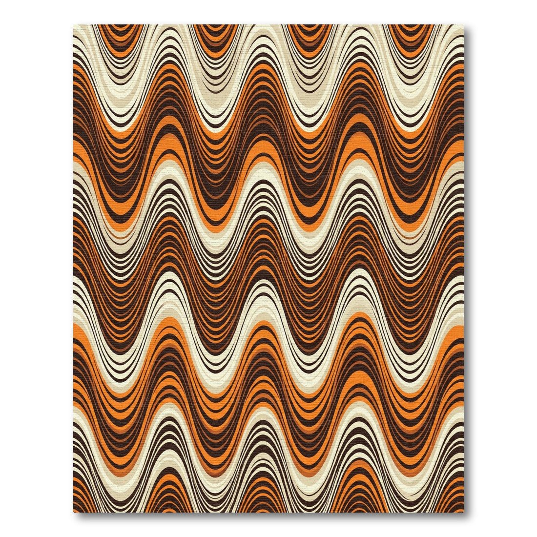 Mid Century Burnt Orange Wavy Stripe Rug