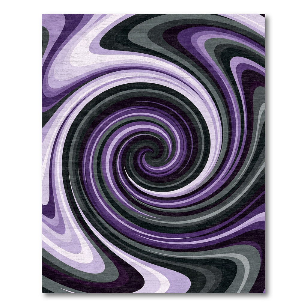 Modern Swirling Purple and Gray Vortex Rug
